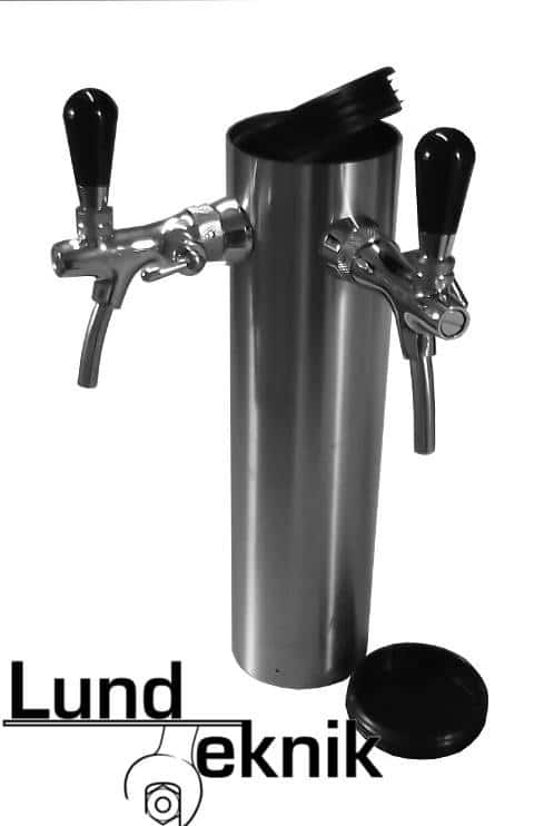 Tap-pylon, SS, 2 outlets, for edge mounting, with drip tray