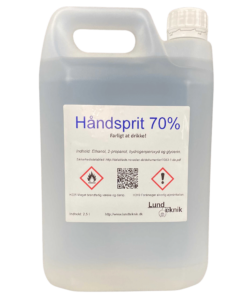 Håndsprit 70%, 2,5 liter