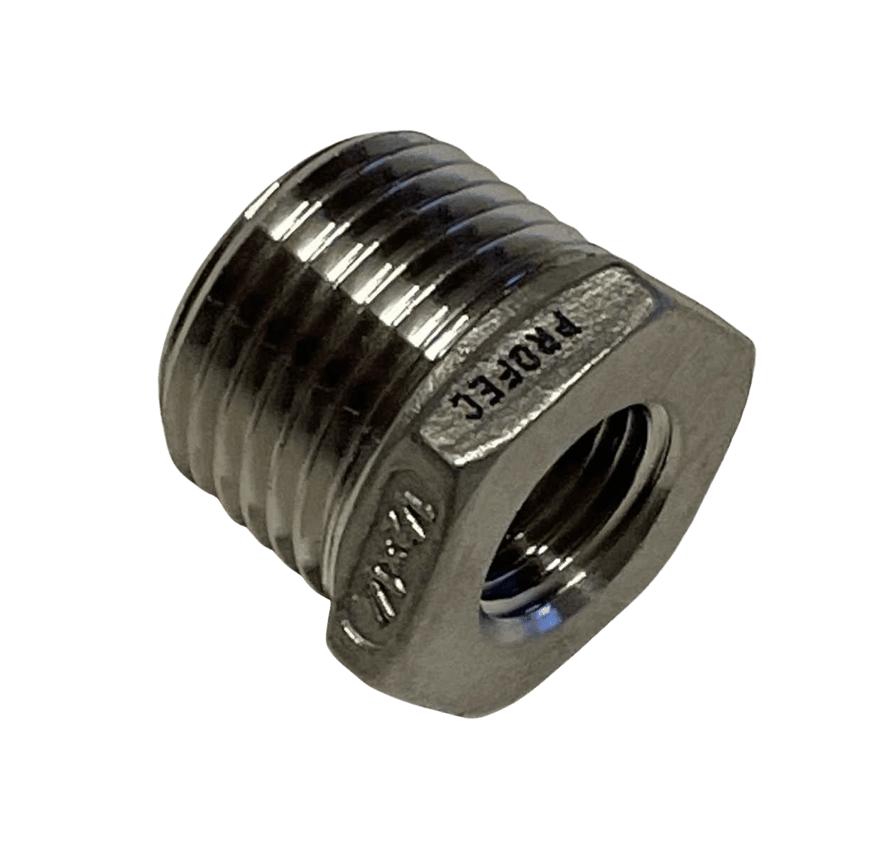 Overgang, han-han, syrefast stål, 1/2″ til 3/8″