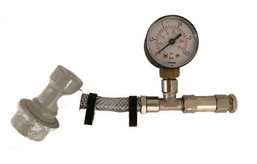 Trykmåler med justerbar sikkerhedsventil, 0 – 2,5 bar (Spunding valve)