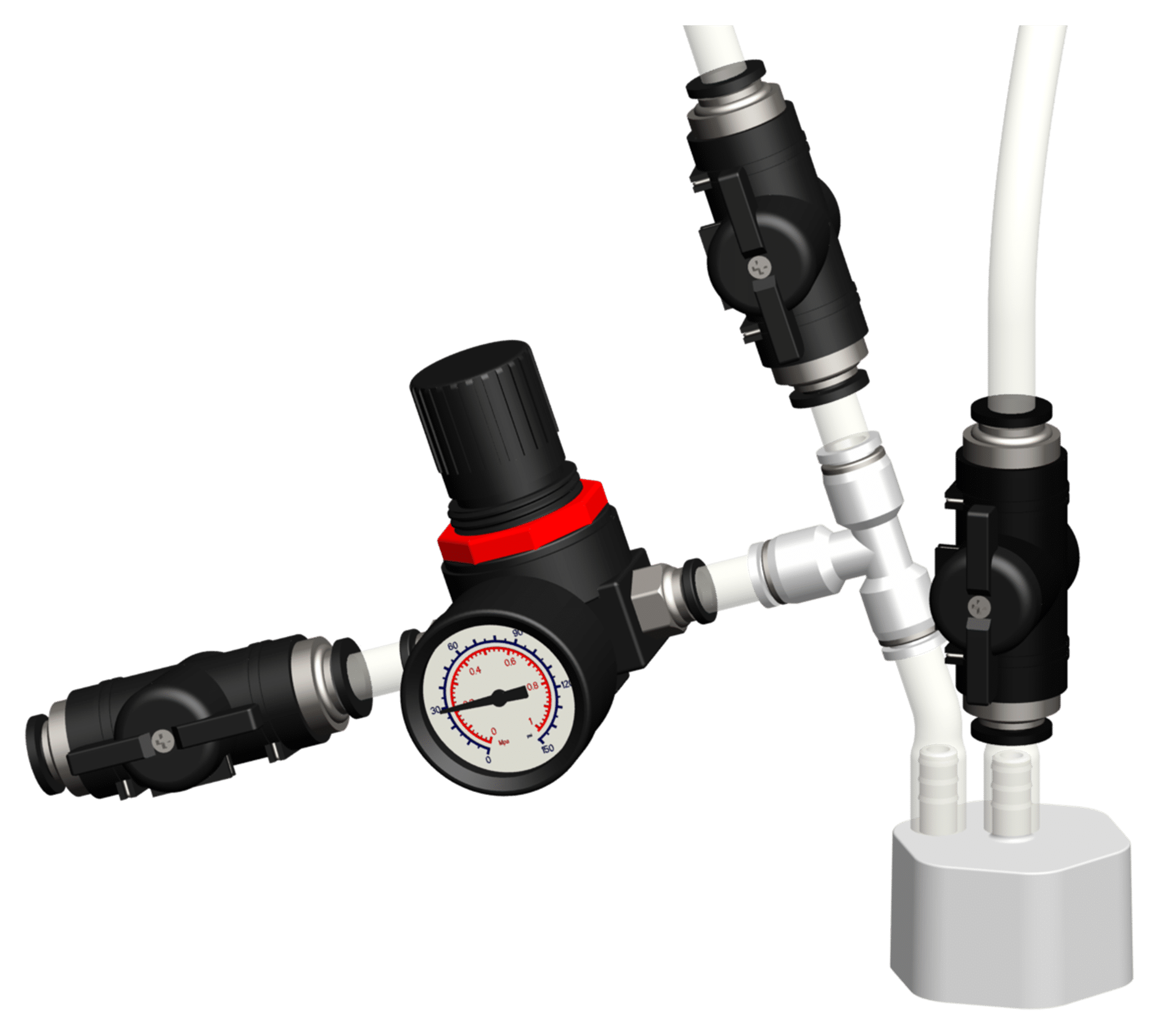 Filling and dispensing head with valves and regulator for 5-litre EcoreKeg